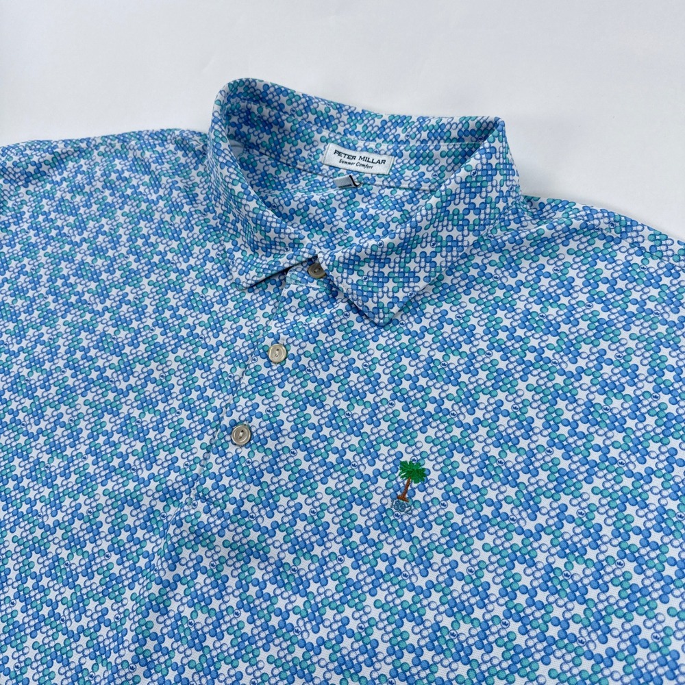 Peter Millar Men XXL Palmetto Golf Club Summer Comfort Game Over Polo Shirt Blue